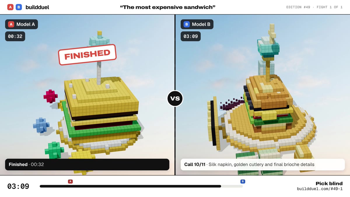 Both builds of “The most expensive sandwich”
