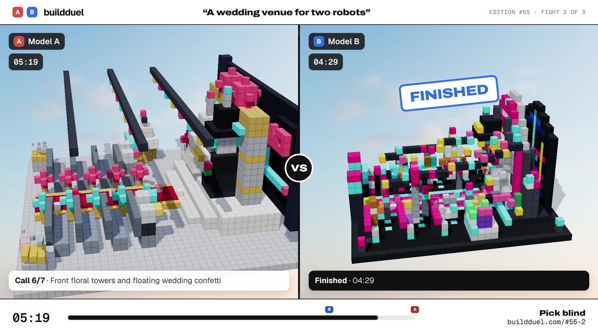 Both builds of “A wedding venue for two robots”