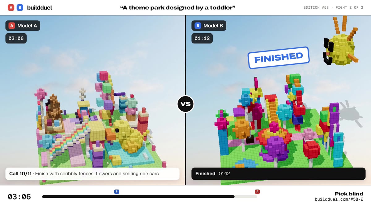 Both builds of “A theme park designed by a toddler”