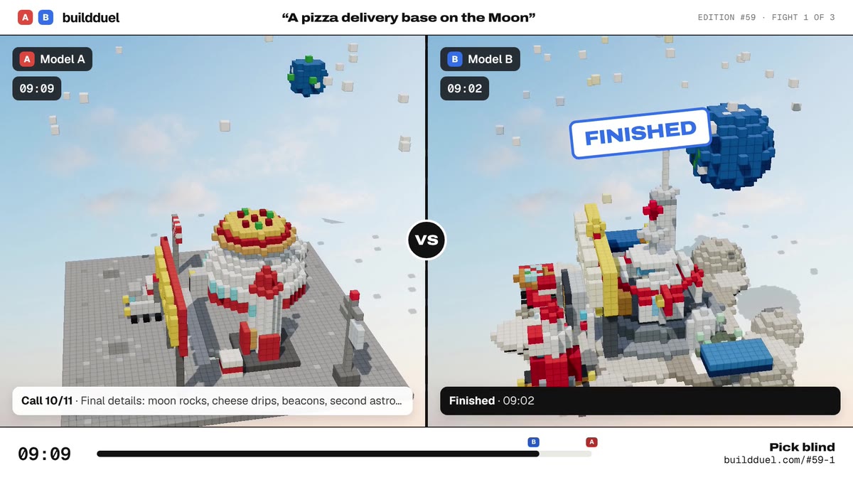 Both builds of “A pizza delivery base on the Moon”