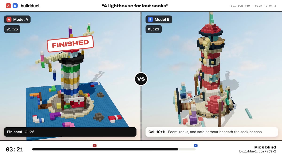 Both builds of “A lighthouse for lost socks”