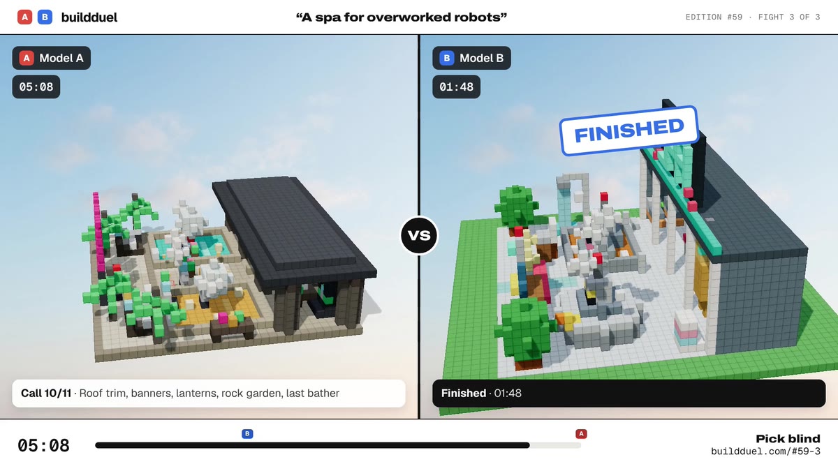 Both builds of “A spa for overworked robots”