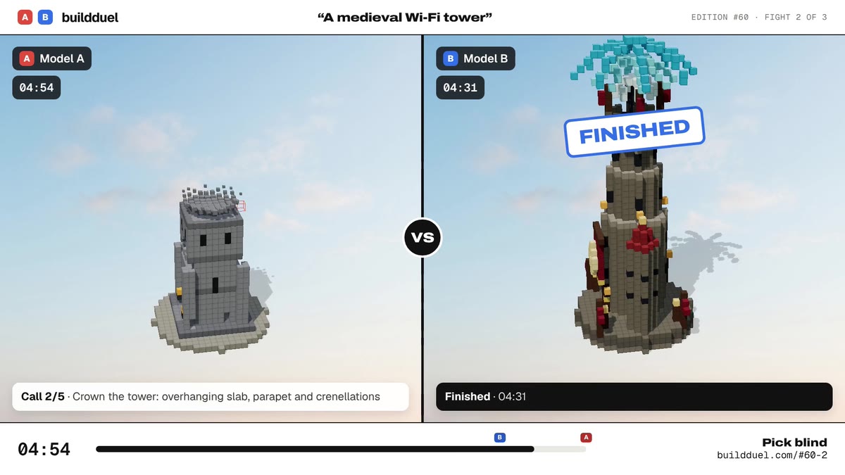 Both builds of “A medieval Wi-Fi tower”