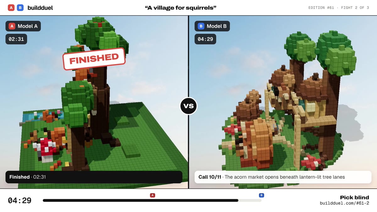 Both builds of “A village for squirrels”