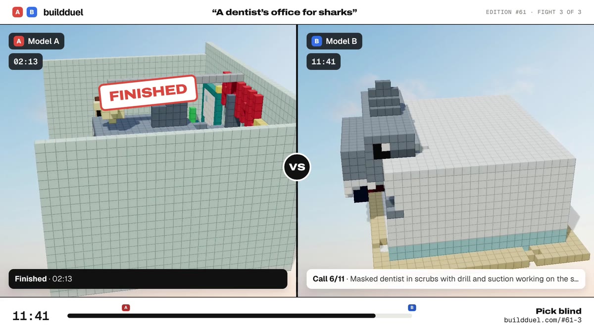 Both builds of “A dentist’s office for sharks”